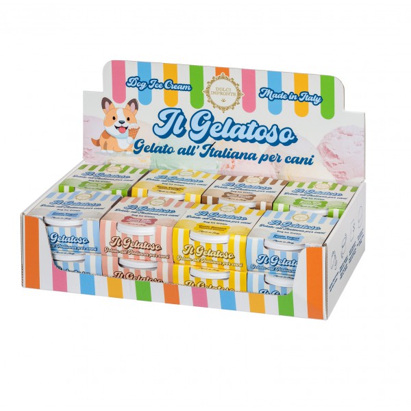 Dolci Impronte - Espositore 48 Gelati Delattosati per cani - 6 Aromi -
