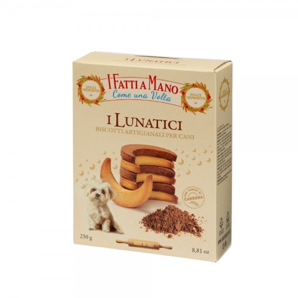 Dolci Impronte – Fatti a Mano  Lunatici - Confezione 6 Scatole Biscotti Frolla con Carruba - 250 gr