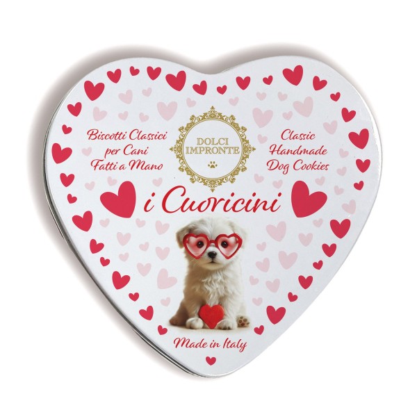 Dolci Impronte | Pack of 3 Metal Tins – Red Heart Biscuits – 80 g