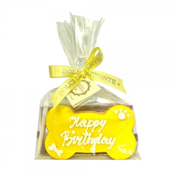 Dolci Impronte | Confezione 3 pezzi Birthday Bone Giallo 85 gr
