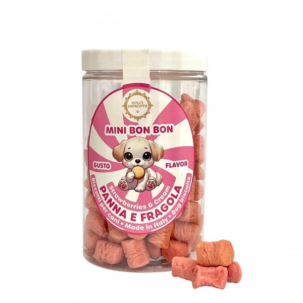 Dolci Impronte | Confezione 3 pezzi  Mini Bonbon Aroma Panna Fragola 170gr