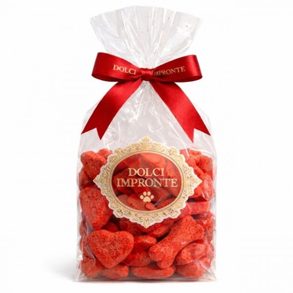 Dolci Impronte | Confezione 8 pezzi  Cuoricini Ossi Rossi 150g
