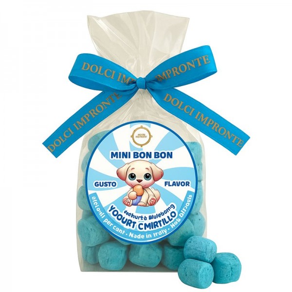 Dolci Impronte | Mini Bonbon Aroma Yogurt e Mirtillo 180g Confezione 3 Sacchetti