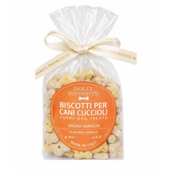 Dolci Impronte | I piccolini Biscotti per cuccioli Aroma Vaniglia 180 gr Confezione 3 sacchetti