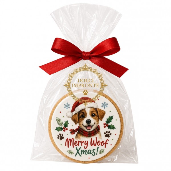 Dolci Impronte| Biscotto natalizio  cialda alimentare MERRY WOOF 42g 3 Confezioni