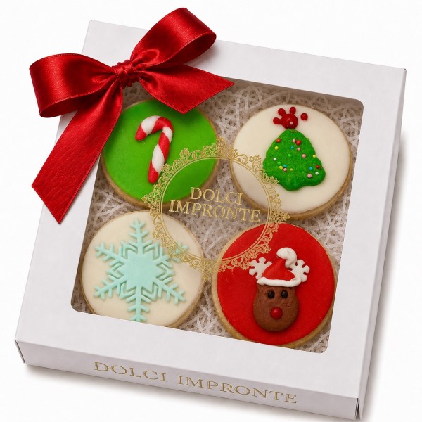 Dolci Impronte | Christmas Gift Box with 4 Assorted Cupcakes 65 g   (Pack 2pcs)