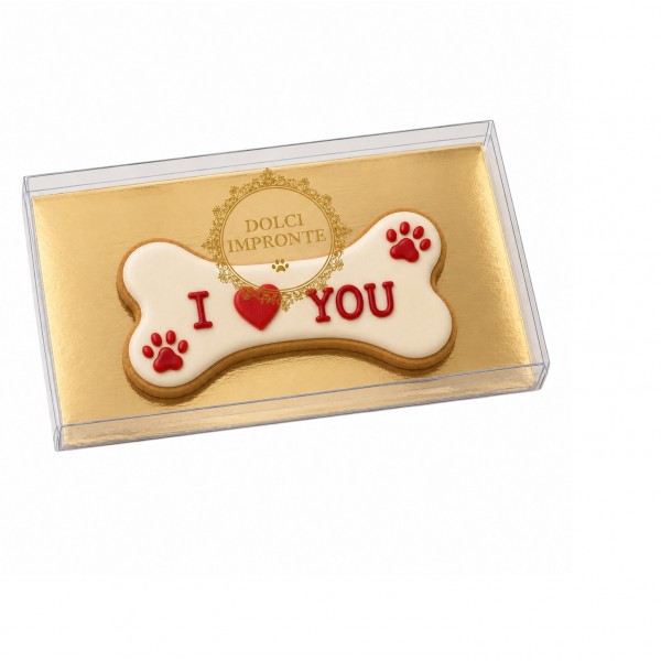 Dolci Impronte | Biscotto Osso i Love You 36g  in scatola regalo  Confezione 3 pezzi.    S06