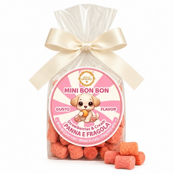 Dolci Impronte | Mini Bonbon  Aroma Panna e Fragola 170g Confezione 3 Sacchetti S01