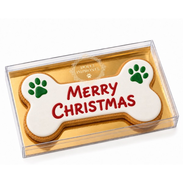 Dolci Impronte |Biscotto Osso stampa Merry Christmas su cialda 65g  3 Confezioni  S16